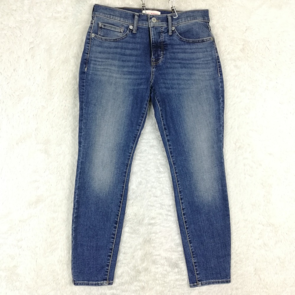 Lucky Brand Womens Jeans Ava Skinny Mid Rise Blue Denim Medium Wash Whiskering 8